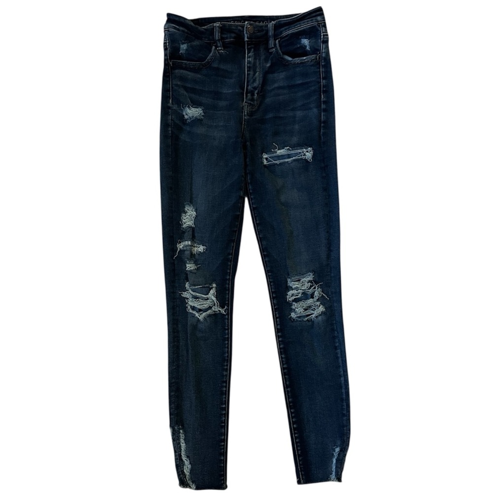 American Eagle Dark Blue Super High Rise Jegging Skinny Jeans (6)
